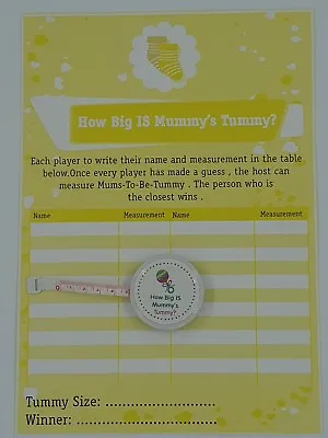 How Big Is Mummy's Tummy ? Baby Shower 24 Player Game Tape Measure Baby Lemon    • £3.50