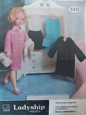 £2.95 • Buy VINTAGE SINDY/BARBIE KNITTING PATTERN 12  DOLL  4 Ply
