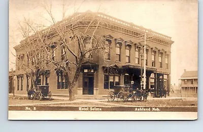 RPPC Real Photo Postcard Nebraska Ashland Hotel Selma Horse Drawn Street No 8 • $30