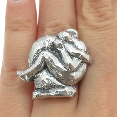 KJELD LARSEN 925S Sterling Silver Vintage Denmark Wrestlers Ring Size 5.5 • $144.95