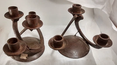 $35 • Buy Pair Cowboy Horse Shoe Candle Holders Rustic Western Americana Old West Decor