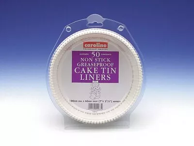 👉 Caroline Round Cake Tin Liner 7” - 50 Pack Non-stick Greaseproof Liner • £5.99