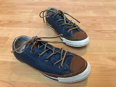 CONVERSE ALL STAR Rare Women’s Trainers – Navy Blue Tan Brown Leather – UK4 • £5