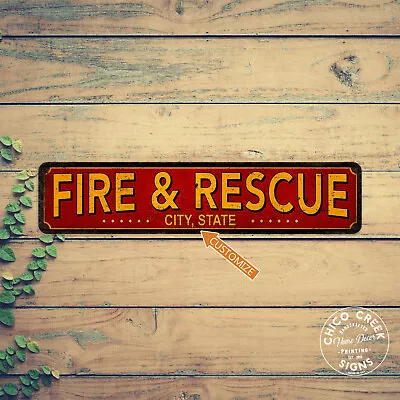 Personalized Fire And Rescue Sign Fire Station Decor Fireman Gift 104182002067 • $19.95