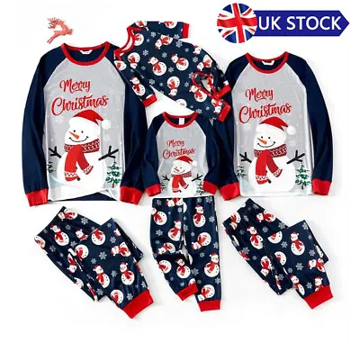 Kids Adults Christmas Family Matching Pyjamas Pajamas Snowman Sleepwear PJs Sets • £7.99