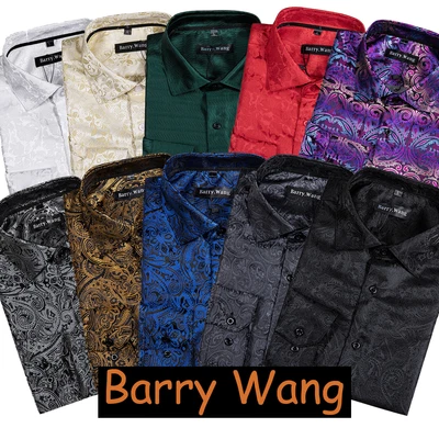 Mens Shirts Paisley Floral Long Sleeve Button Down Dress Silk Shirt Slim S-XXXL • £19.99