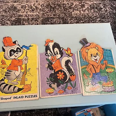 Vintage 1960s Warren Shaped Puzzles. Sammy Skunk Randy Raccoon And Lucky Lion. • $10