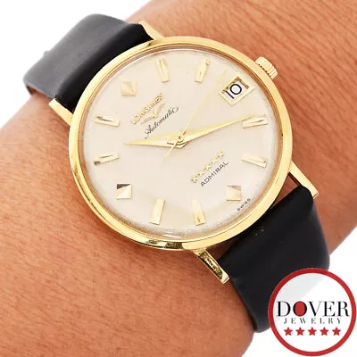Vintage Longines Admiral 5 Star 18K Yellow Gold 34mm Men's Automatic Watch NR • $890