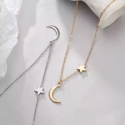 US Women Long Chain Moon Star Pendant Choker 18'' Necklace Fashion Jewelry Gift • $5.93