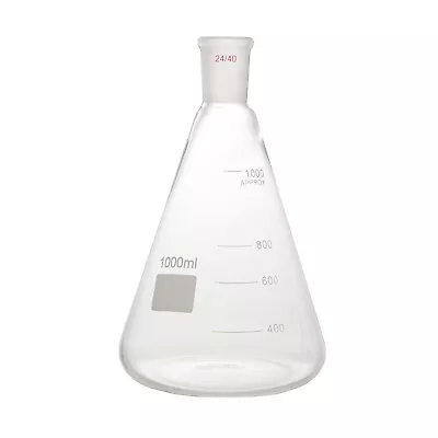 1000ml 24/40 Glass Erlenmeyer Flask 1L Conical Bottle Lab Chemistry Glassware • $26.99