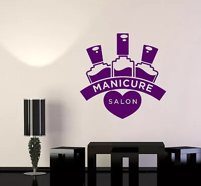 Vinyl Wall Decal Nails Polish Salon Manicure Logotype Stickers (2744ig) • $29.99