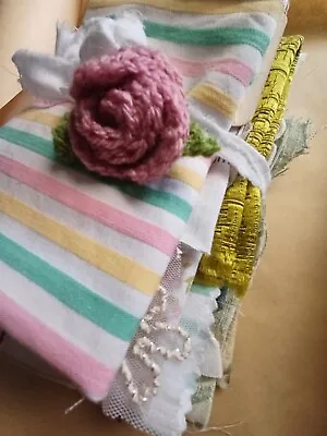 Cabbage Rose Large Slow Stitch Kit/Junk Journal Sewing Craft Scrap  Bundle. 🌹  • £16