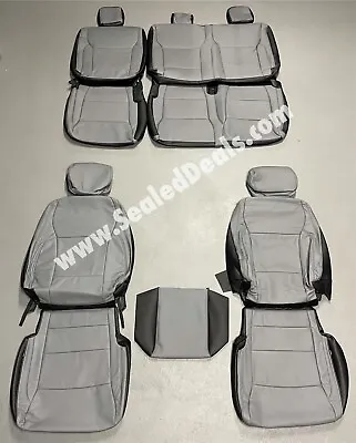 Black & Gray Leather Seat Covers For 2021-2023 Ford F-150 F150 SuperCrew XLT • $779.94