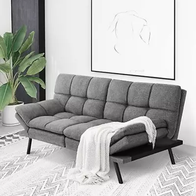 Cozy Multifunctional Futon Sofa Bed Sleeper Futon Couch Memory Foam  Grey • $150