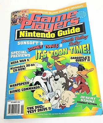 Game Player's Magazine Nintendo Guide Looney Tunes Death Valley Rally Nov 1992 • $19.99