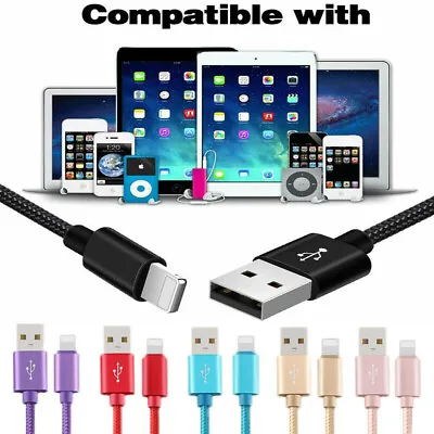 1M 2M 3M Braided Lead For Apple IPhone IPad USB Data Fast Charge Charger Cable • $5.99