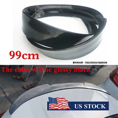 99cm PU Car Rear Roof Tail Trunk Lip Spoiler Wing Sticker Universal Glossy Black • $46.19