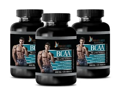 Amino Build - BCAA 3000mg - Muscle Building Supplements - 3 Bottles • $64.36