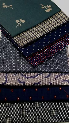 Indigo Blue Red Antique Primitive Plaid Floral Dot Doll Quilt Fabric Scraps Lot • $9.99