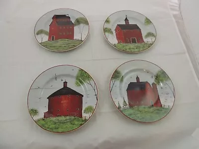 BARNS By Warren Kimble 8  Salad/Dessert/Luncheon Plates 1998 Set Of 4 • $24