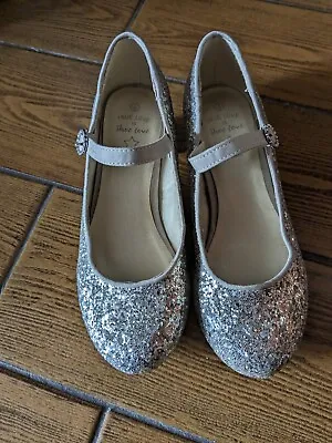 £4.99 • Buy Girls Blue Zoo Sparkly Gold Shoes With Diamante Buckle  Size 1 Worn Once Mint