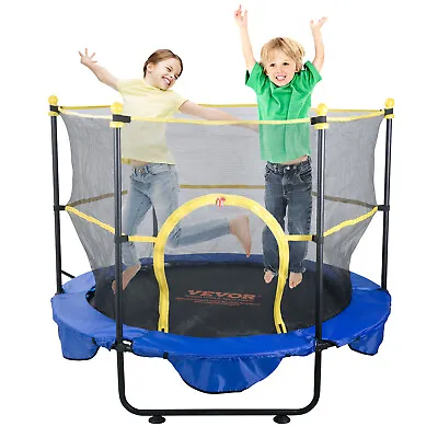 VEVOR 5FT Kids Trampoline Toddler Trampoline & Enclosure Net Basketball Hoop • £61.19