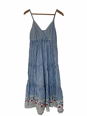 Natural Life Dress Maxi Tiered Cotton CottageCore Striped Prairie Size Medium • $28