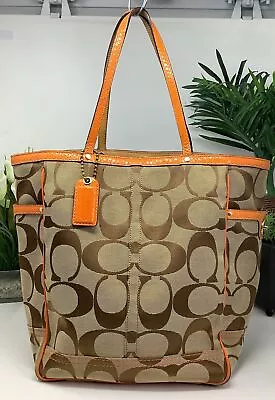 Coach Brown/Beige & Orange Shoulder Strap Handbag (0424108) • $15