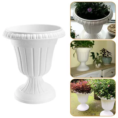  White Plastic Wedding Road Lead Flower Pot Home Décor Urn Table Centerpiece • £16.29
