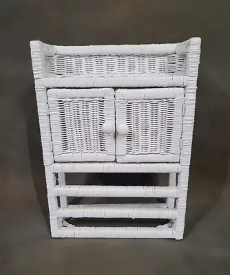 Vintage Shabby Chic Style White Wall Wicker Rattan Cabinet Doors Country Living • $39