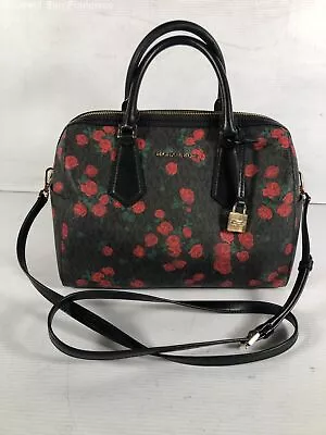 Michael Kors Womens Multicolor Floral Leather Adjustable Medium Satchel Handbag • $41