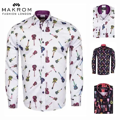Mens Makrom Guitar Print Shirt • £39.99