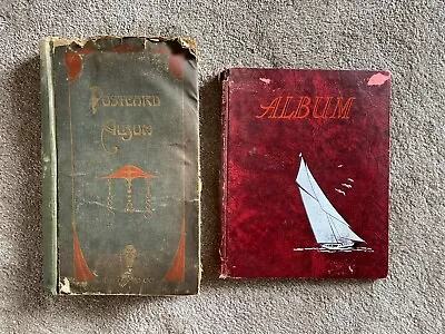2 X Vintage Edwardian Empty Post Card Albums - Art Deco Nouveau - Yacht • £5