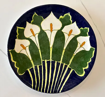 Vintage Hand Painted Talavera Mexican Pottery Decorative Plate Cala Lily 12  • $14.99