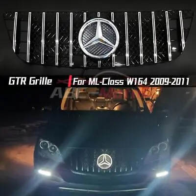 Chrome GTR Style Grille W/LED Emblem For Mercedes Benz ML-Class W164 2009-2011 • $179