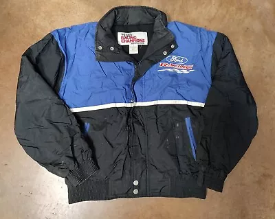 VTG Ford Racing Champions Athletic Jacket Coat Mens Medium NASCAR Blue Black • $65