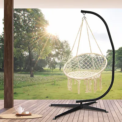 £108.49 • Buy C-Shaped Hammock Chair Stand Solid Hanging Swing Cross Base Rust-resistance 