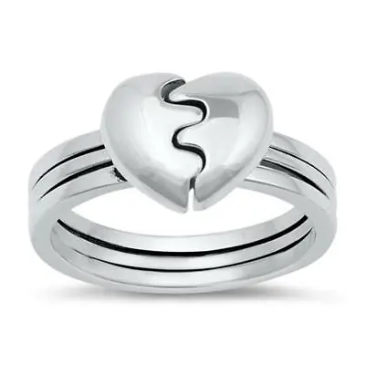Broken Heart Puzzle Ring New .925 Sterling Silver Band Sizes 5-10 • $20.59