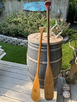 Canoe Beaver Tail Wooden Paddle Pair Vintage • $249