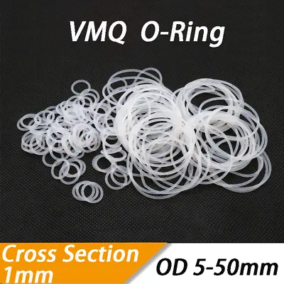 $3.51 • Buy VMQ O-Ring 1mm Cross Section Seal Gasket OD 5mm - 50mm Food Grade Silicone White