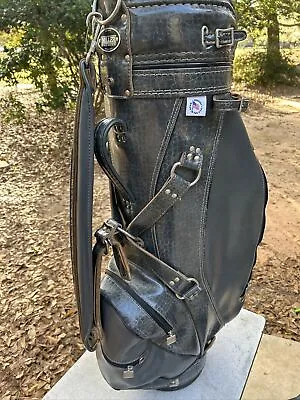 Vintage Leather Ron MILLER Golf Bag PRO MODEL Cart Bag W/ Cover And Strap • $25.25