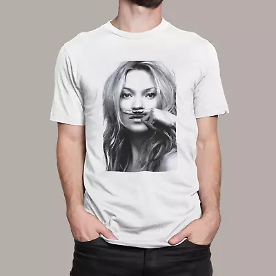 Kate Moss Moustache T Shirt Cool Funny Adults Kids • £9.99