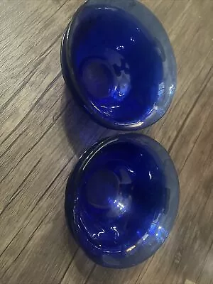 Venetian Art Glass CA' MANIN MURANO Mid Century 5.5” Bowls ITALY Colbalt BLUE • $150