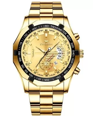 Men's Luxury Fashion Watch Calendar Analogue Quartz Sports Stainless Steel Watch • £17.99