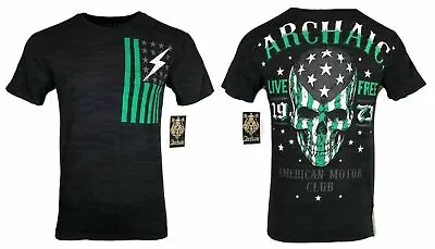 ARCHAIC By AFFLICTION Men's T-Shirt FLAG SMASHER Black USA Flag S-4XL $40 NWT • $19.95