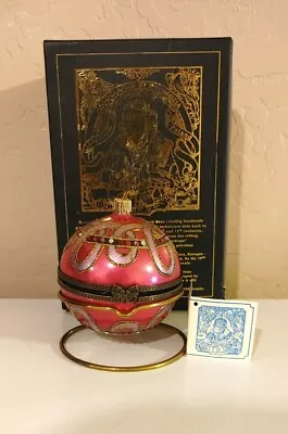 Mostowski Komozja Glass Egg Christmas Ornament Poland Jeweled Pink Ribbon Boxed • $130