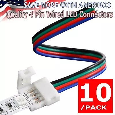 10-pack 10mm Solderless 4-Wire Connector Clip For 5050 RGB LED Strip Light Power • $5.99