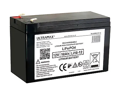 £136.68 • Buy 2 X ULTRAMAX 12V 10AH Lithium Phosphate Battery Mobility AQUASOOTHE TraveLite