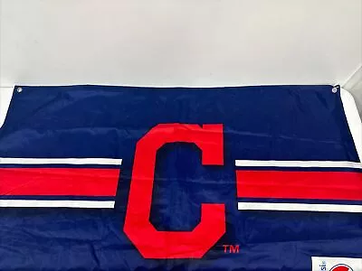 Cleveland Indians Pepsi 2-Sided Block C Vinyl Banner Flag MLB  36x59 Red Blue • $15