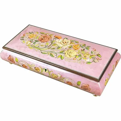 Large Handcrafted Wooden Pink Maple Burl Musical Jewellery Box With Inlay • $367.29